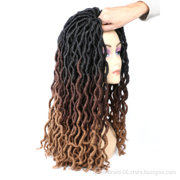 Goddess Locs Crochet Hair Wavy Faux Locs with Curly Ends Synthetic Braiding Hair Extension Dreadlocks Soku Ombre Twist Hair